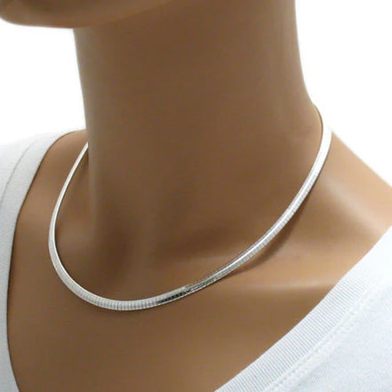 Sterling Silver Domed Omega Chain