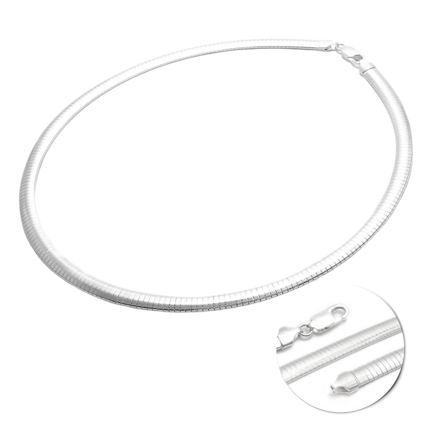 Sterling Silver Domed Omega Chain