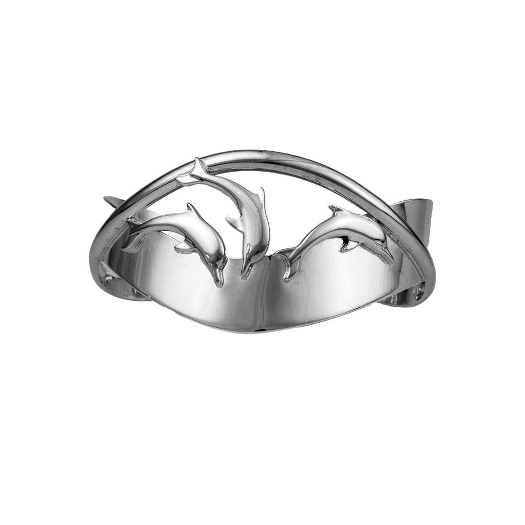 3 Dolphins Playing on Sterling Crossed Bands