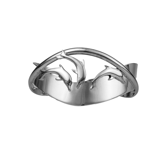 3 Dolphins Playing on Sterling Crossed Bands