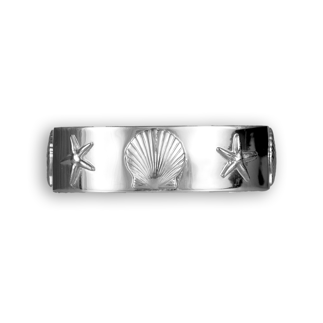 Starfish Scallop Bracelet on Band - Sterling
