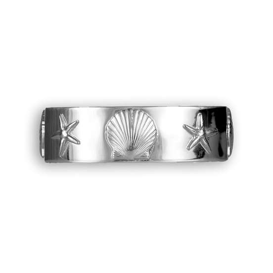 Starfish Scallop Bracelet on Band - Sterling