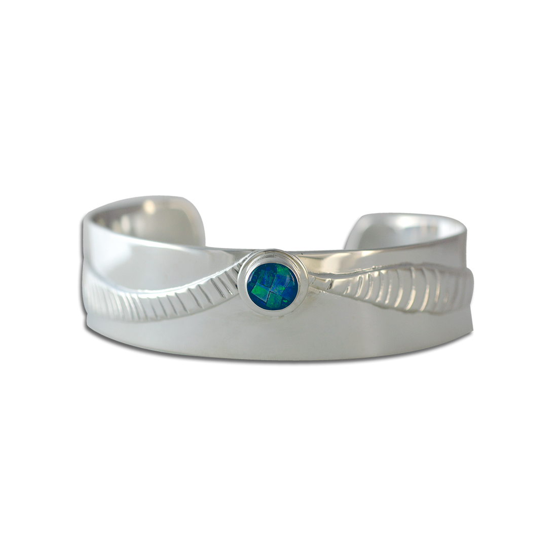 Opal Mosaic Bracelet on Sterling Band
