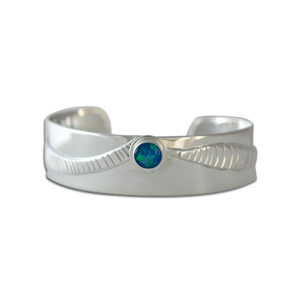 Opal Mosaic Bracelet on Sterling Band