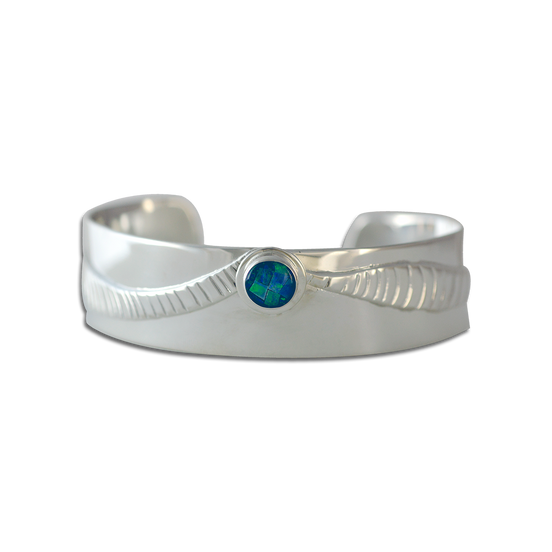 Opal Mosaic Bracelet on Sterling Band