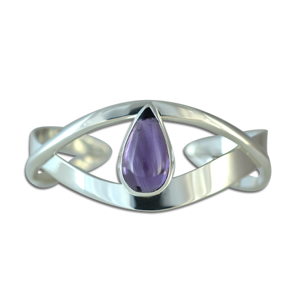 Sterling Bracelet with an Amethyst Teardrop