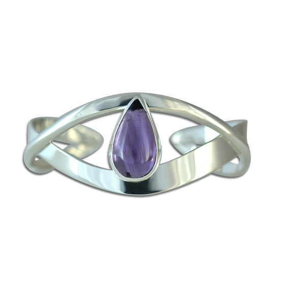 Sterling Bracelet with an Amethyst Teardrop