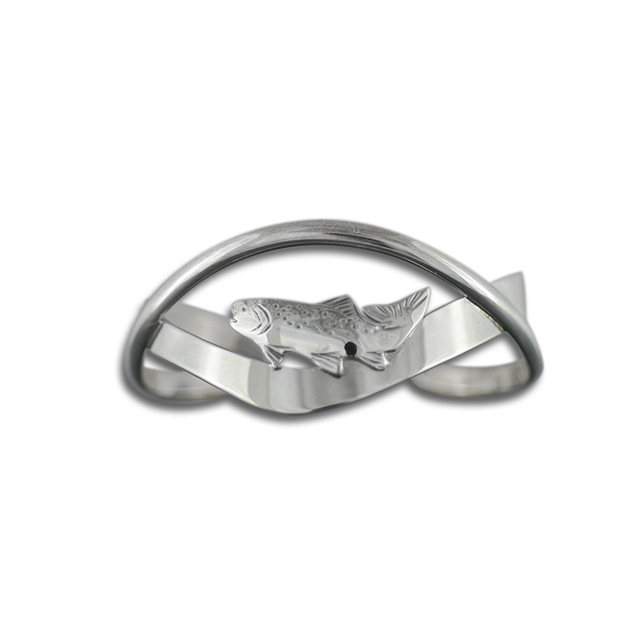 Trout on Crossed Band Bracelet in Sterling