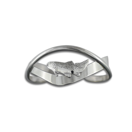 Trout on Crossed Band Bracelet in Sterling