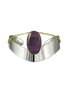 Sugilite Bracelet on a Wide Sterling Band with a 14K Gold Wire + Bezel