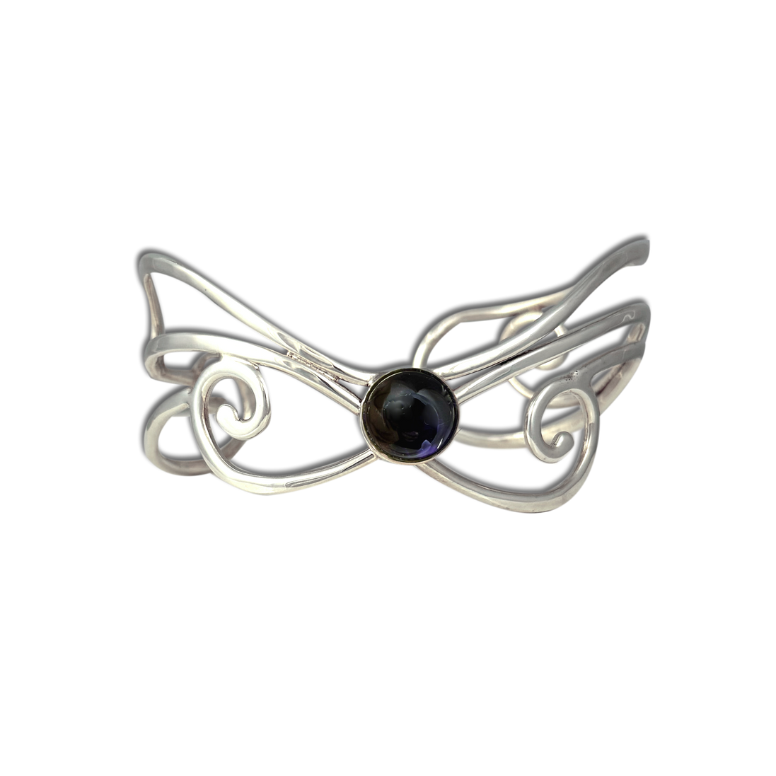 Sterling Silver and Lab Grown Sapphire Cuff