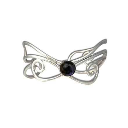 Sterling Silver and Lab Grown Sapphire Cuff