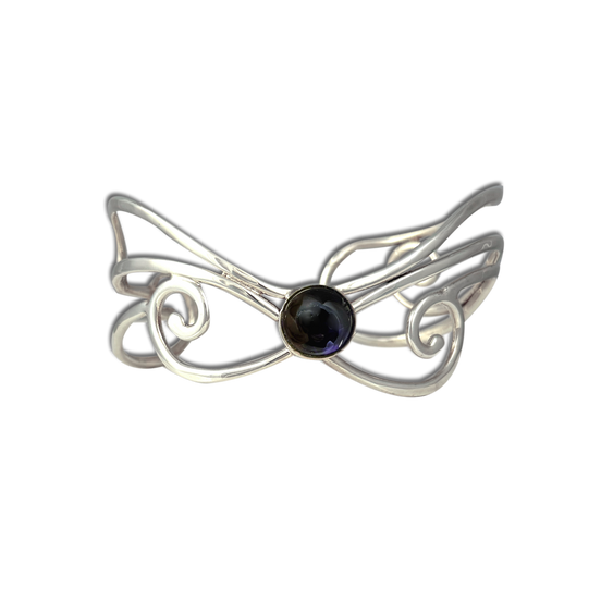 Sterling Silver and Lab Grown Sapphire Cuff