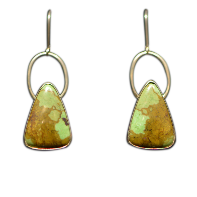 Gaspeite Earrings - 14K