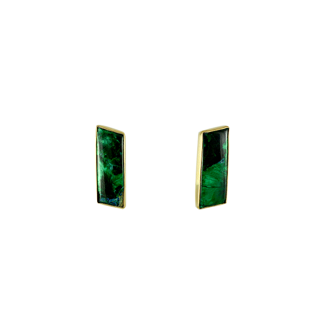 Malachite Earrings - 14K