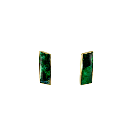 Malachite Earrings - 14K