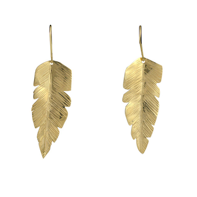 Original Banana Leaf Earrings - 14K