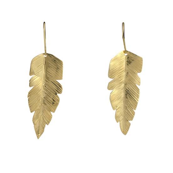 Original Banana Leaf Earrings - 14K