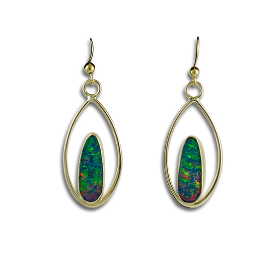 Opal Teardrop Earrings - 14K