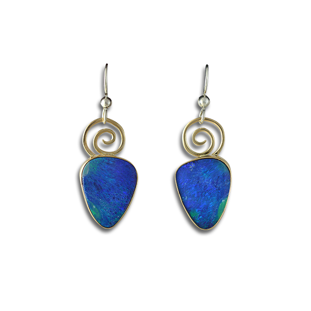 Original Earrings: Spirals 14K/Boulder Opals