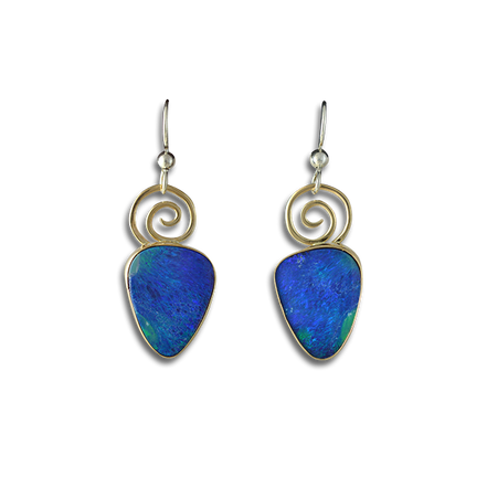 Original Earrings: Spirals 14K/Boulder Opals