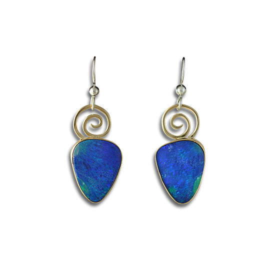 Original Earrings: Spirals 14K/Boulder Opals