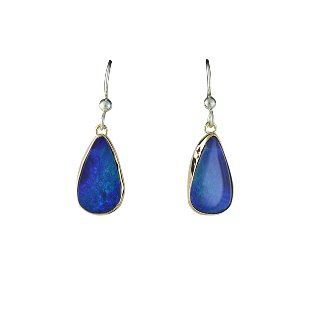 Opal Doublet Earrings in 14K Gold