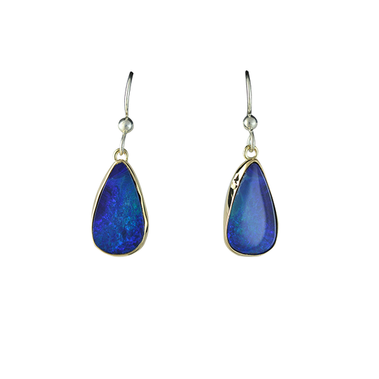 Opal Doublet Earrings in 14K Gold
