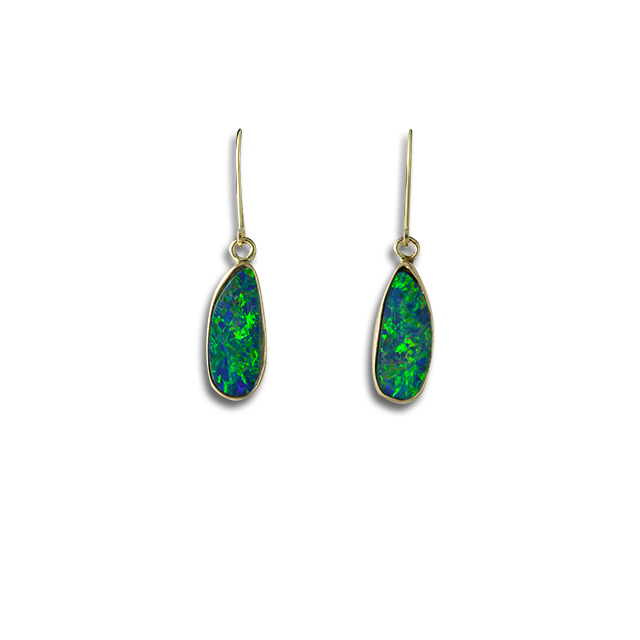 Opal Doublet Earrings in 14K