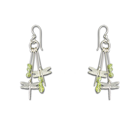 2 Dragonfly Dangles w/ Peridot - Sterling