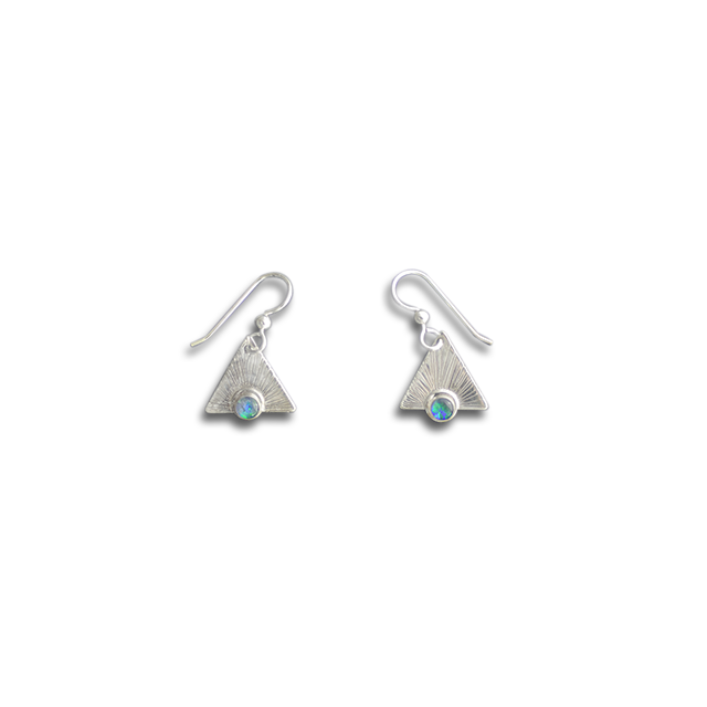 Earrings - Sterling Silver - Opal Triplet on Triangles