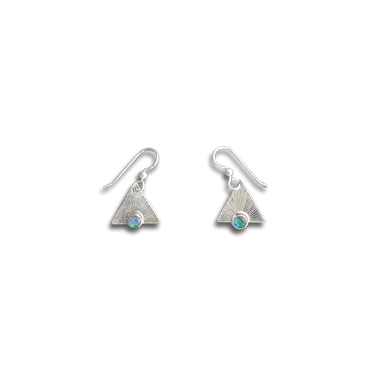 Earrings - Sterling Silver - Opal Triplet on Triangles
