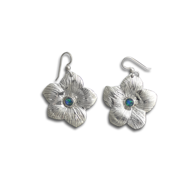 Flower Earrings - Sterling Silver / Opal Triplet