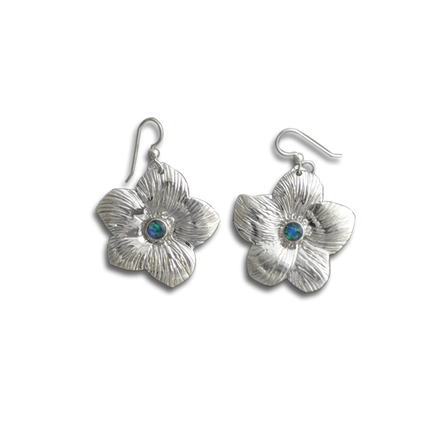 Flower Earrings - Sterling Silver / Opal Triplet