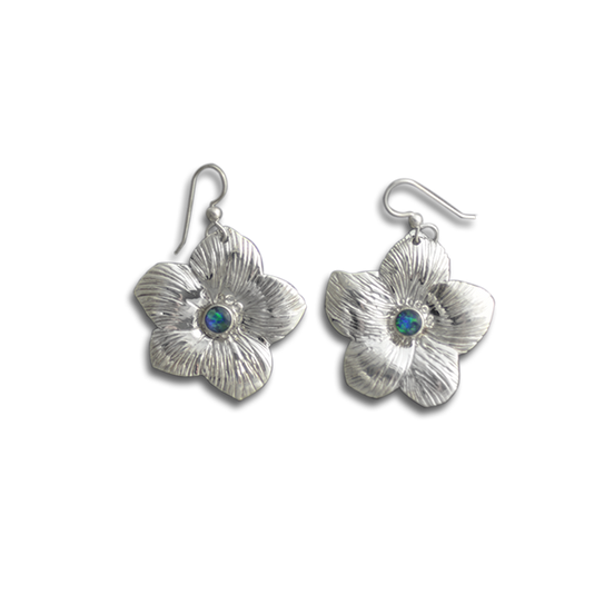 Flower Earrings - Sterling Silver / Opal Triplet