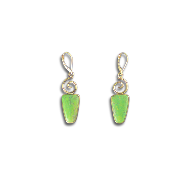 Variscite Spiral Earrings - 14K