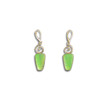 Variscite Spiral Earrings - 14K