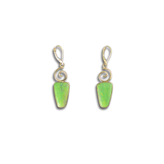 Variscite Spiral Earrings - 14K