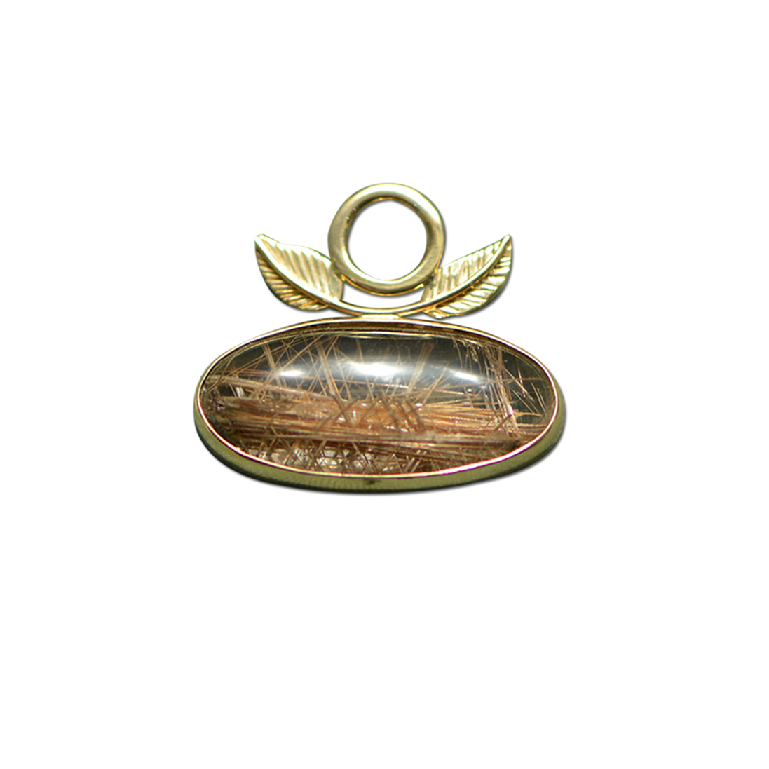 Rutilated Quartz w/ Leaves Necklace: 14K