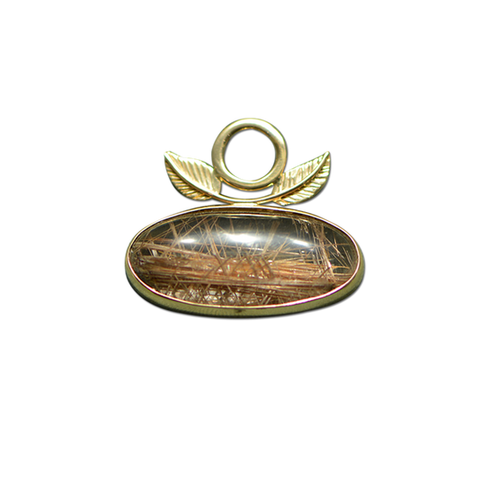 Rutilated Quartz w/ Leaves Necklace: 14K