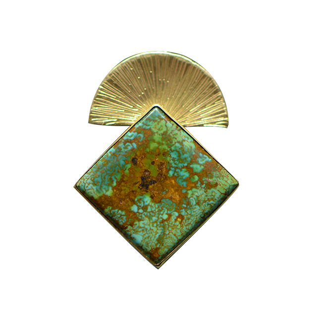 Turquoise Fan Necklace - 14K