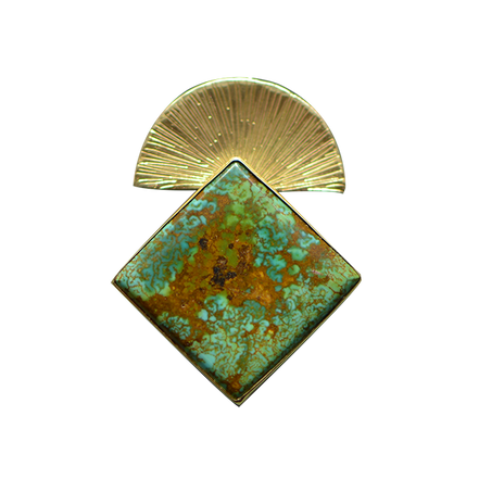 Turquoise Fan Necklace - 14K