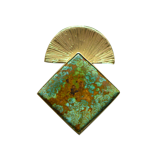 Turquoise Fan Necklace - 14K