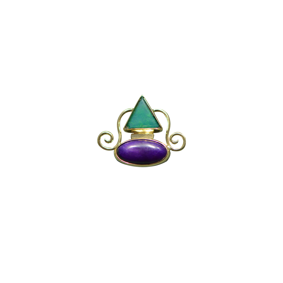 Green Chrysoprase and Sugilite Necklace: 14K