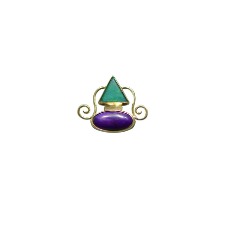 Green Chrysoprase and Sugilite Necklace: 14K