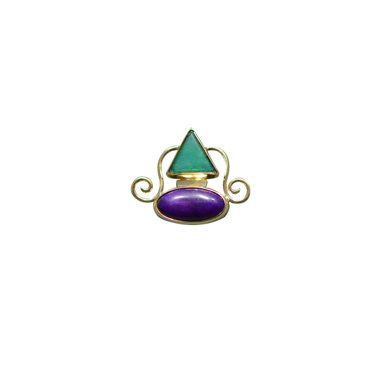 Green Chrysoprase and Sugilite Necklace: 14K
