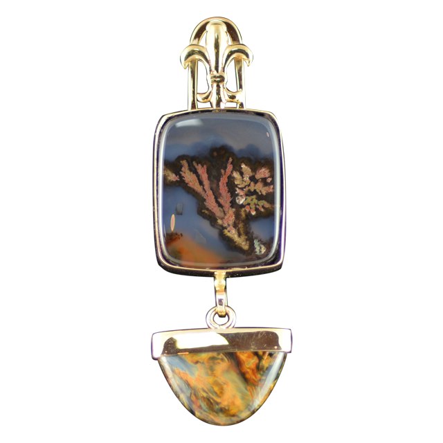 Original Necklace - 14k/Moss Agate/Pietersite