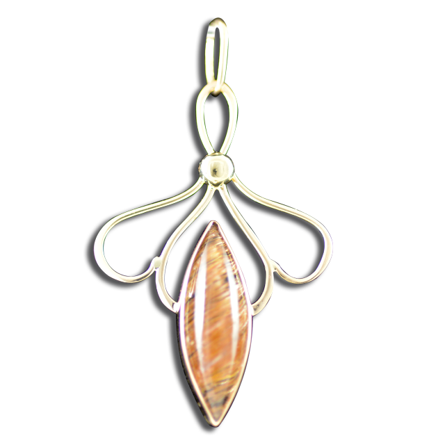 Rutilated Quartz Necklace:  14k