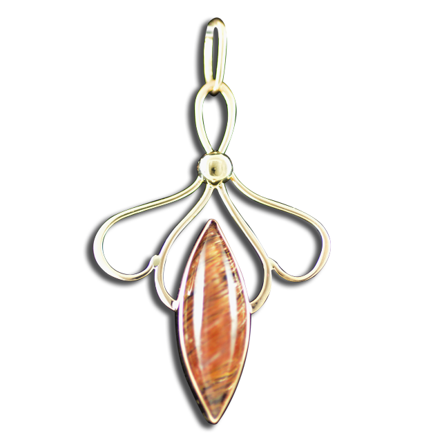 Rutilated Quartz Necklace:  14k