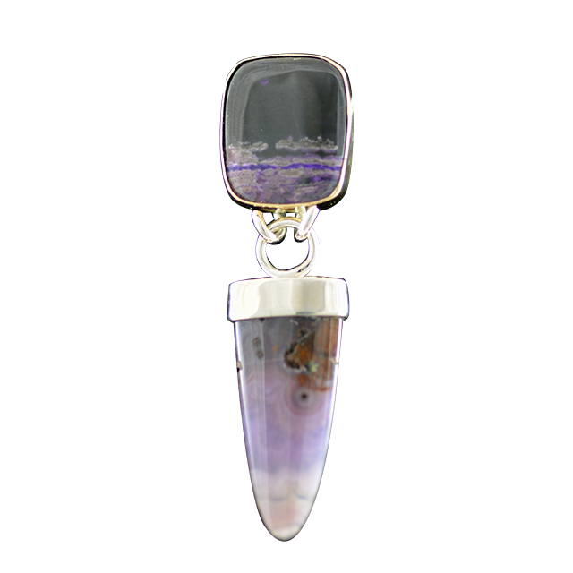 Sugilite and Lavender Agate Necklace: SS/14K